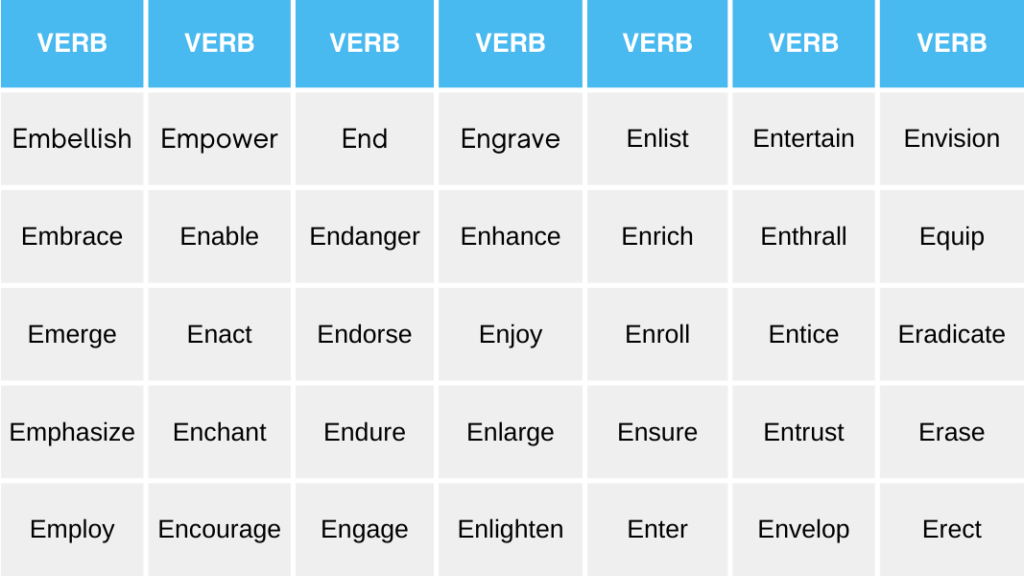 E Verbs