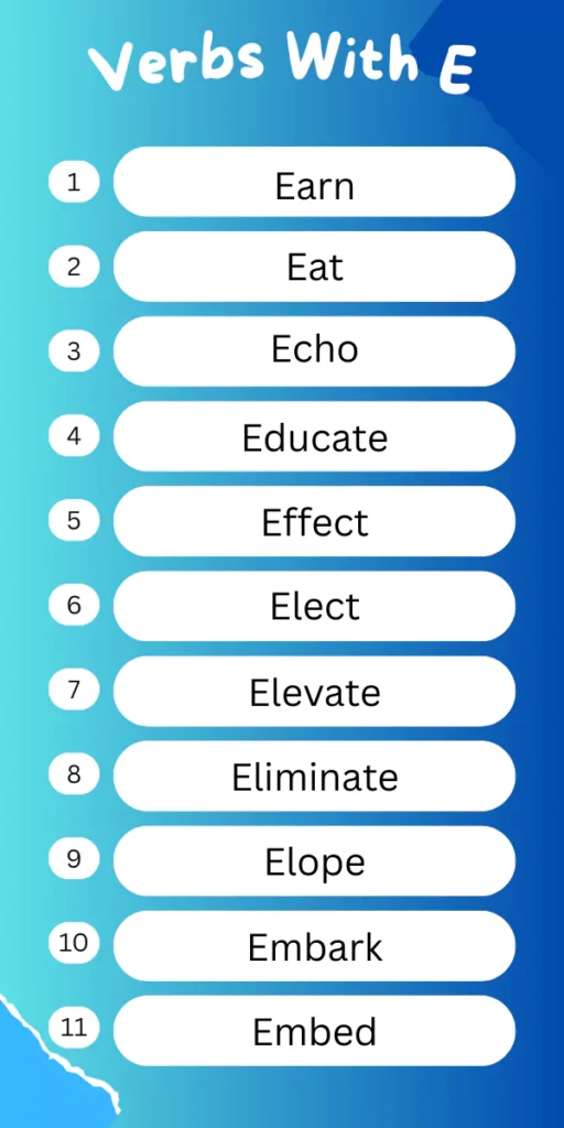 Verbs With E