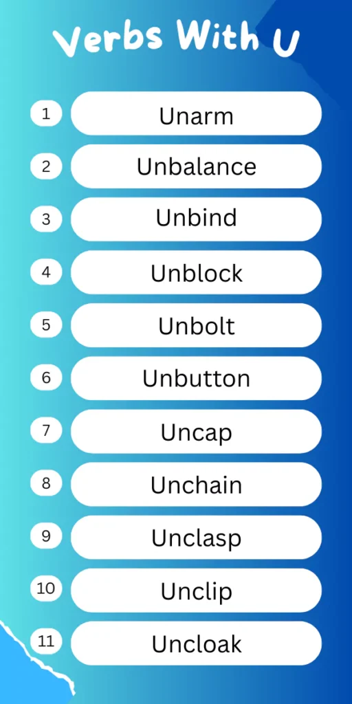 Verbs That Start With U