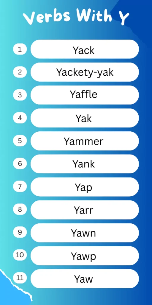 Verbs That Start With Y